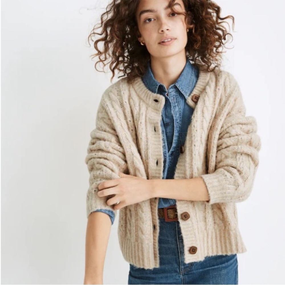 • madewell cable knit cardigan sweater •